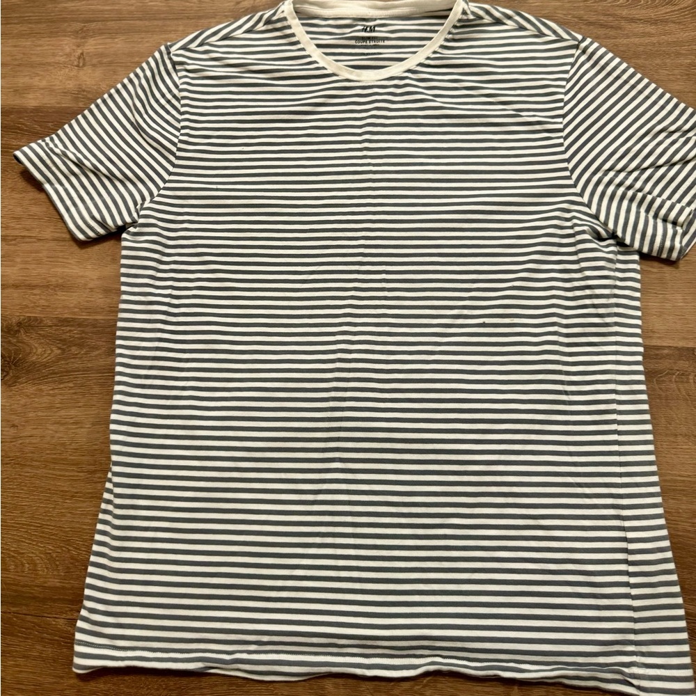 H&M Monochrome Striped Short Sleeve Tee Athleisure